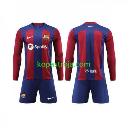 Billiga Fotbollströjor FC Barcelona Barn Hemma tröja 2023/24 Långärmad
